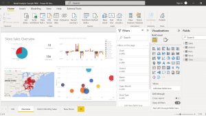 Full view of the Microsoft Power Bi application interface