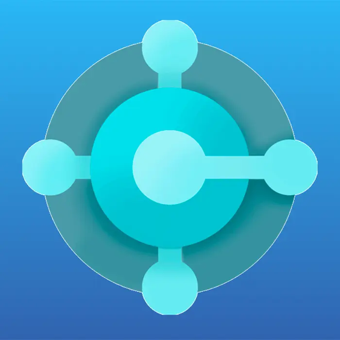 Circular logo with nodes, representing connectivity in Dynamics 365