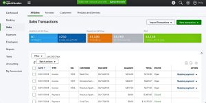 The UI of Quickbooks Business Application