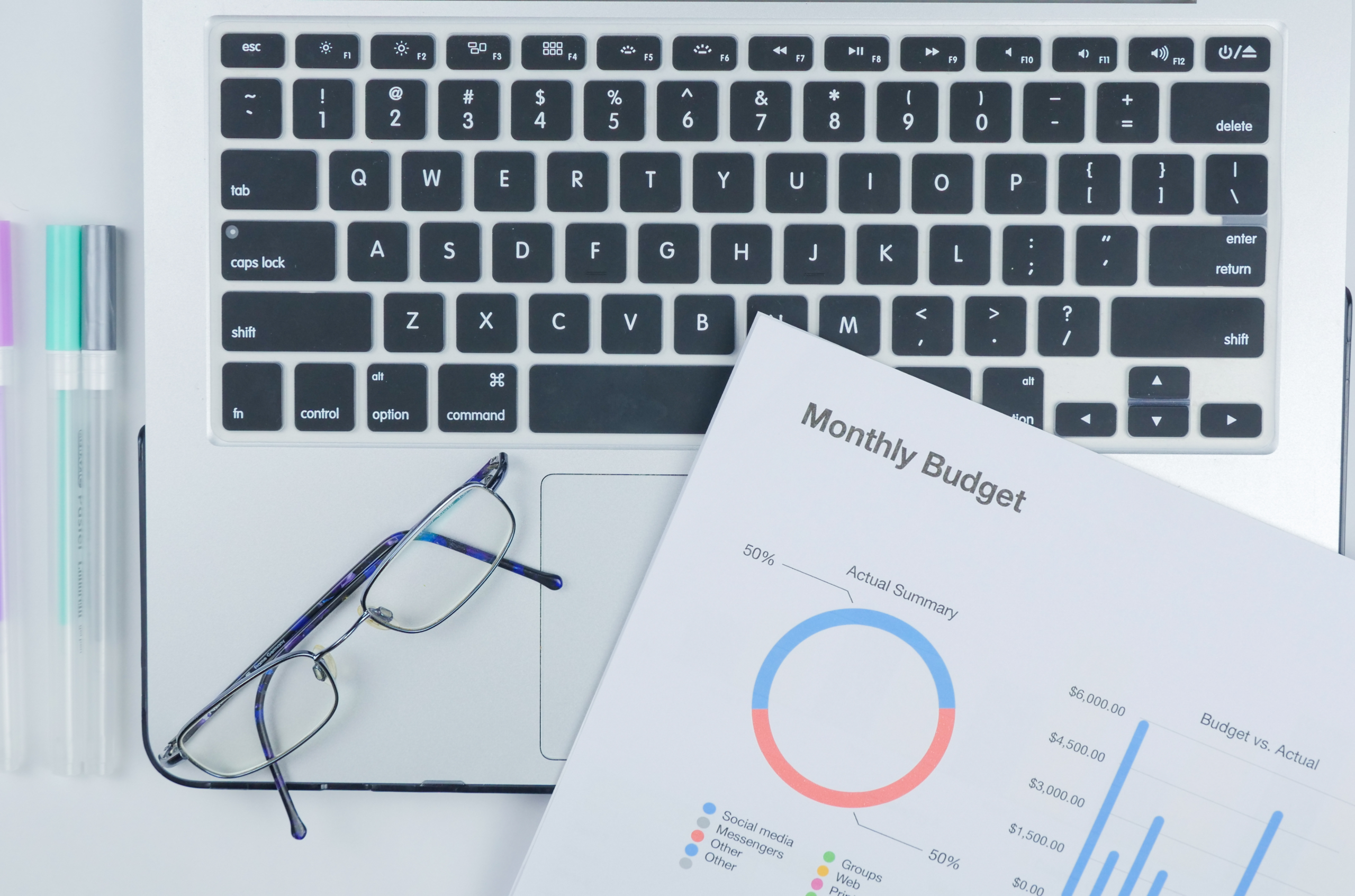 Sales Manager's monthly budget plan.