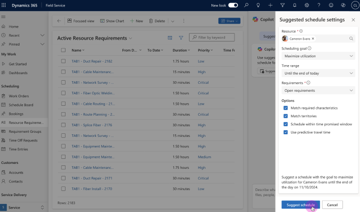 Microsoft Copilot scheduling suggestions