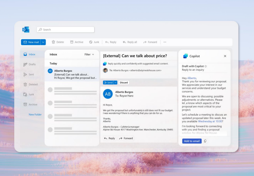Copilot for sales interface.
