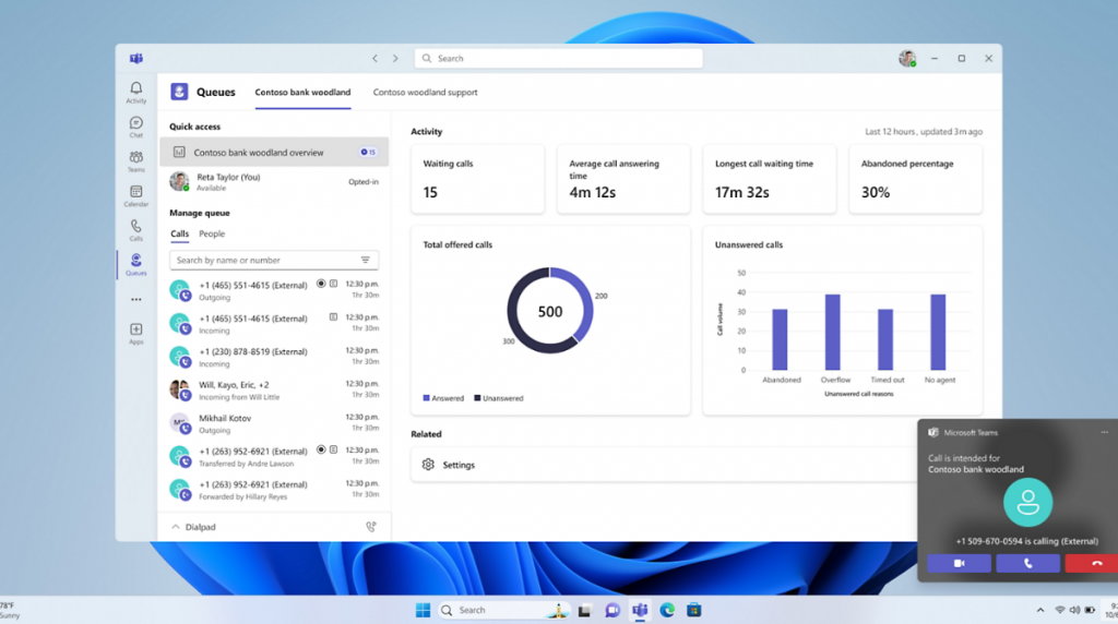 Call Queues feature on Microsoft Teams Phone