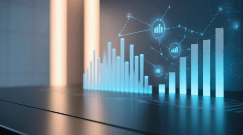 A blue graph that has an upward trend represents the benefits that you gain from AI training in the workplace.