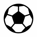 A black line drawing of a football